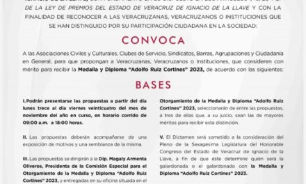 Convocatoria a la medalla Adolfo Ruiz Cortines 2023