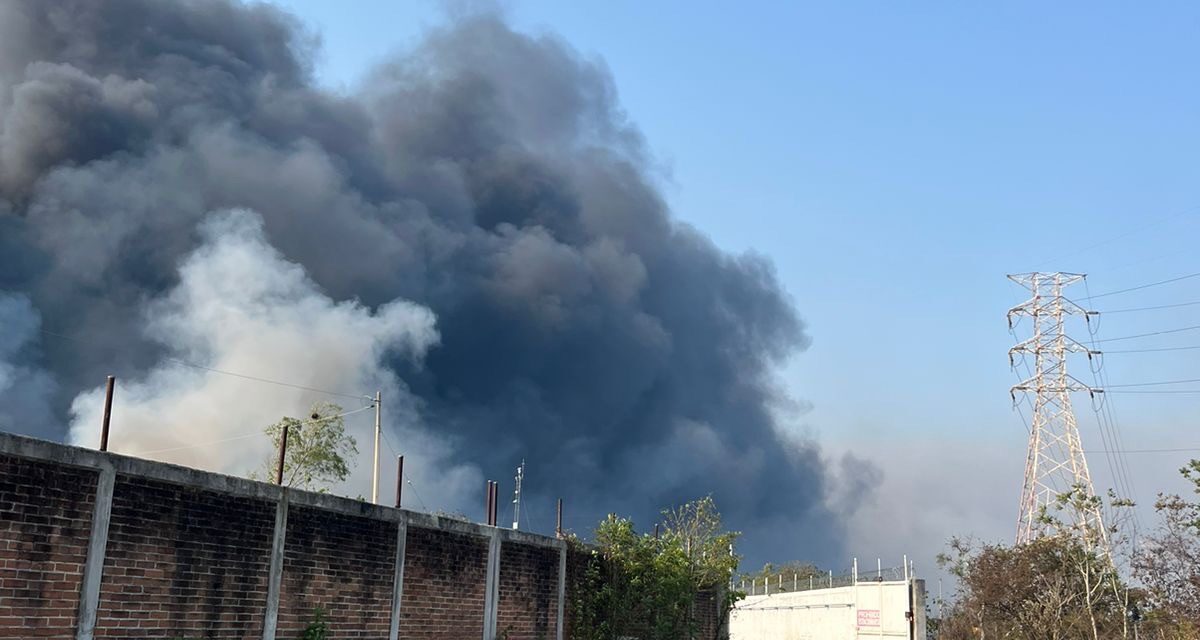 Fuerzas de tarea atienden incendio de pantano en las afueras de refinería Minatitlán