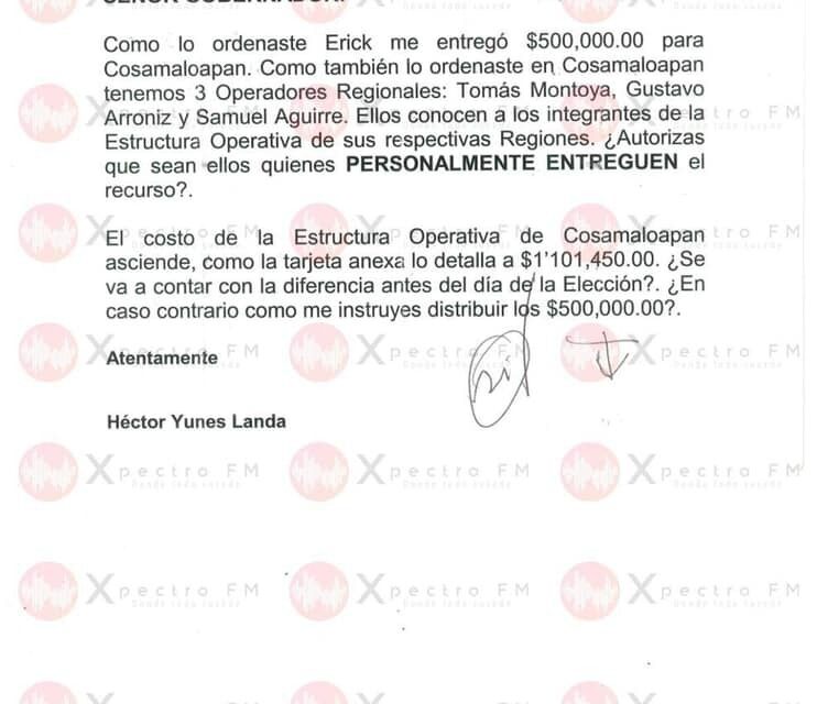 EXHIBE GÓMEZ CAZARÍN, PAGOS MILLONARIOS A PEPE YUNES ZORRILLA Y HÉCTOR YUNES LANDA PARA FINANCIAR CAMPAÑAS Y OPERADORES POLÍTICOS