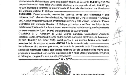 Denuncia PRD pérdida de dos boletas electorales del Consejo Distrital Xalapa II