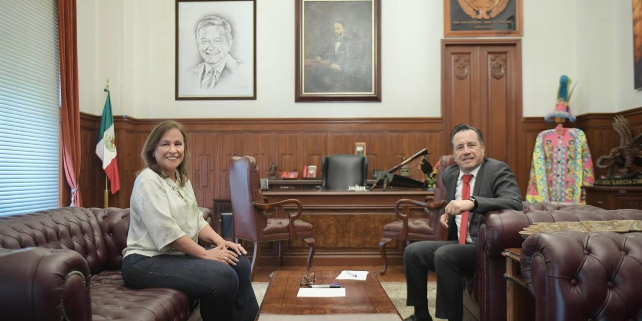 Se reúne Rocío Nahle con Cuitláhuac García, este lunes, en Palacio de Gobierno