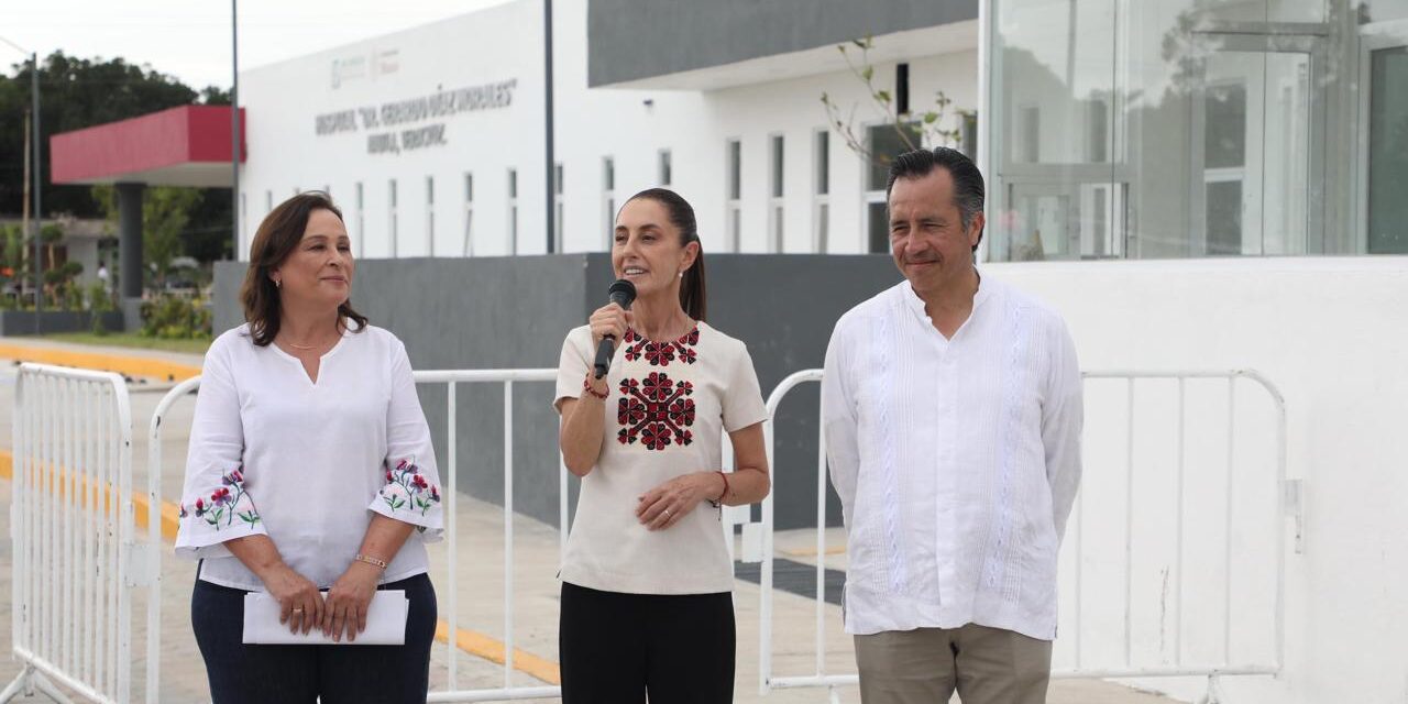 Arriba presidenta Claudia Sheinbaum a hospital de Nautla