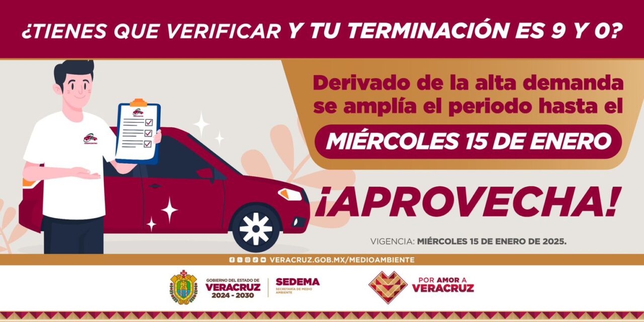 Extienden plazo para verificación vehicular al 15 de enero en Veracruz