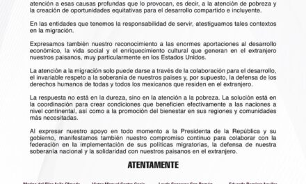 Rocío Nahle respalda política migratoria de la presidenta Claudia Sheinbaum