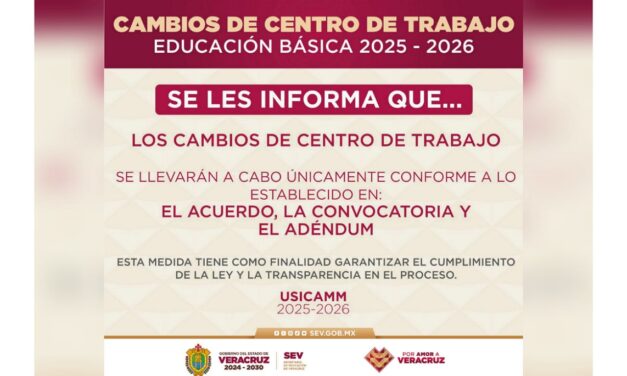 Proceso de Cambios de Centro de Trabajo apegado a legalidad: SEV