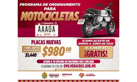 El 23 de junio inicia el programa de ordenamiento para motocicletas en Veracruz