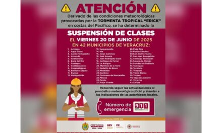 Sube a 42 los municipios con suspensión de clases este viernes por efectos de Erick