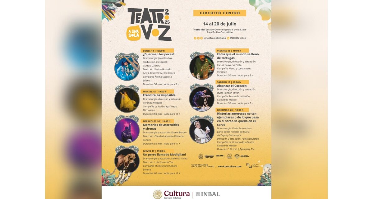 SECVER e INBAL presentan el 20 Festival de Monólogos en el Teatro del Estado