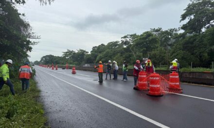 Atiende SICT hundimiento en la Autopista Cardel–Poza Rica