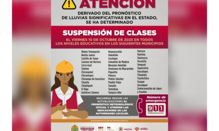 Gobierno de Veracruz mantiene suspensión de clases en 38 municipios