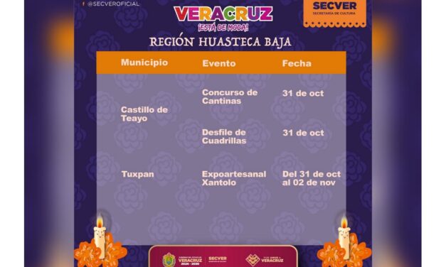 Presenta SECVER la cartelera cultural de Día de Muertos en las Huastecas Alta y Baja