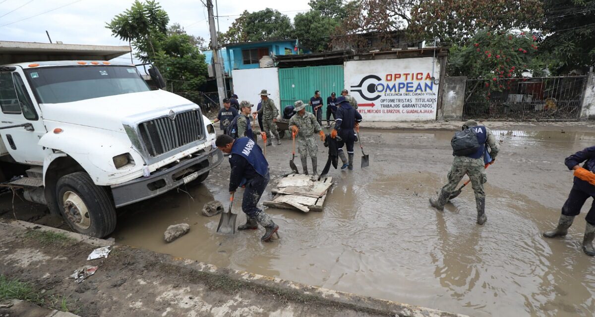 Despliegue masivo de fuerzas Federales y Estatales en Álamo para labores de limpieza