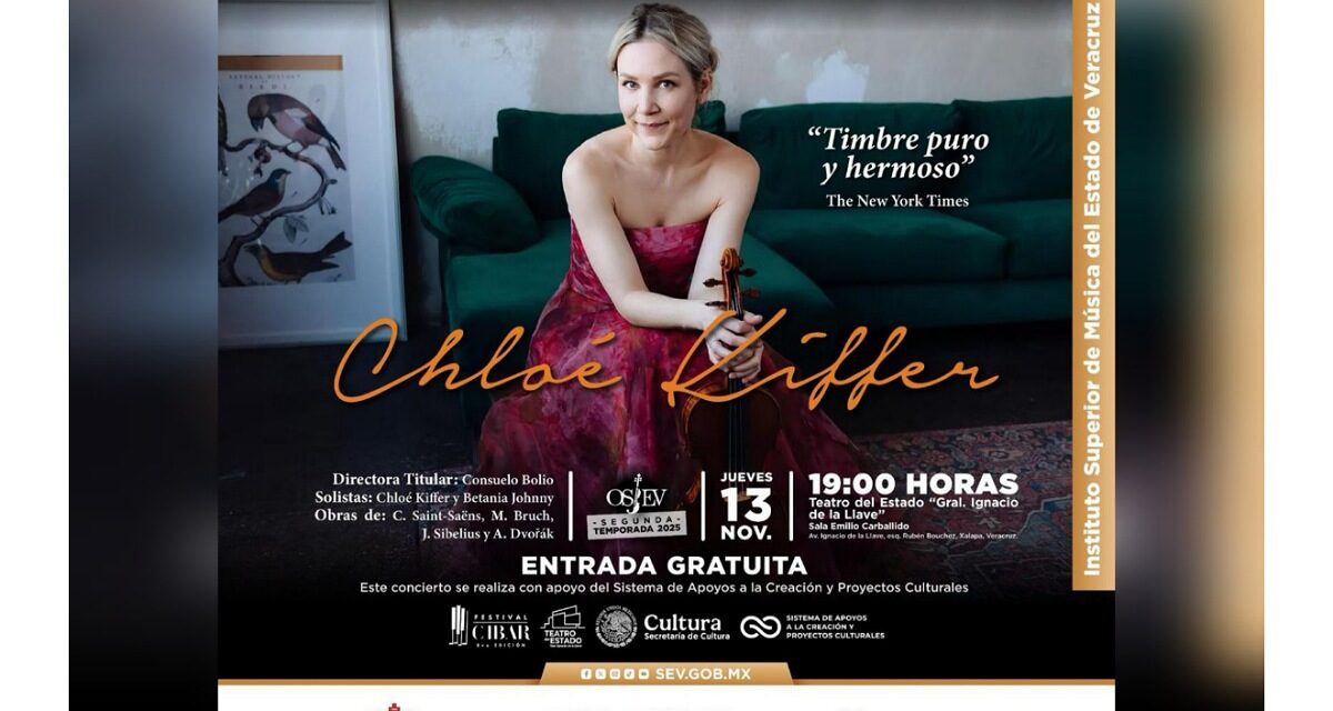 Chloé Kiffer se presentará con la Orquesta Sinfónica Juvenil del Estado de Veracruz