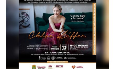 Chloé Kiffer se presentará con la Orquesta Sinfónica Juvenil del Estado de Veracruz