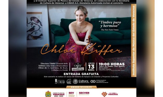 Chloé Kiffer se presentará con la Orquesta Sinfónica Juvenil del Estado de Veracruz
