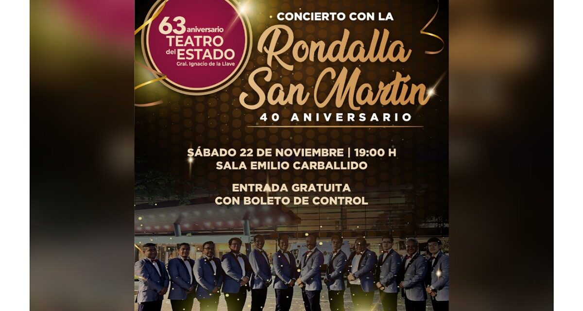 Celebra el 63° aniversario del Teatro del Estado con un concierto de la Rondalla San Martín