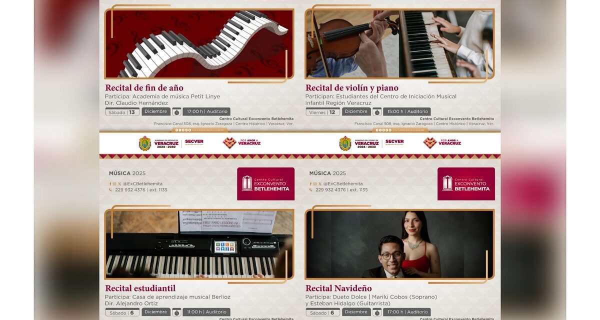 Invita SECVER a disfrutar recitales navideños en el Exconvento Betlehemita