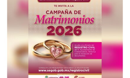 Invitan a parejas de Coatzacoalcos a inscribirse en la Campaña de Matrimonios 2026