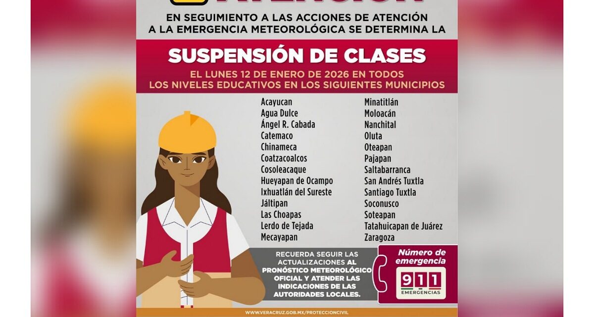 Suspensión de clases en 26 municipios del sur por pronóstico de lluvias