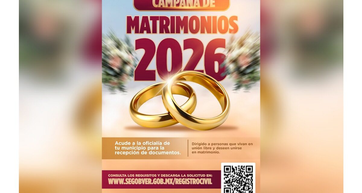 Registro Civil convoca a parejas en unión libre a la Campaña de Matrimonios