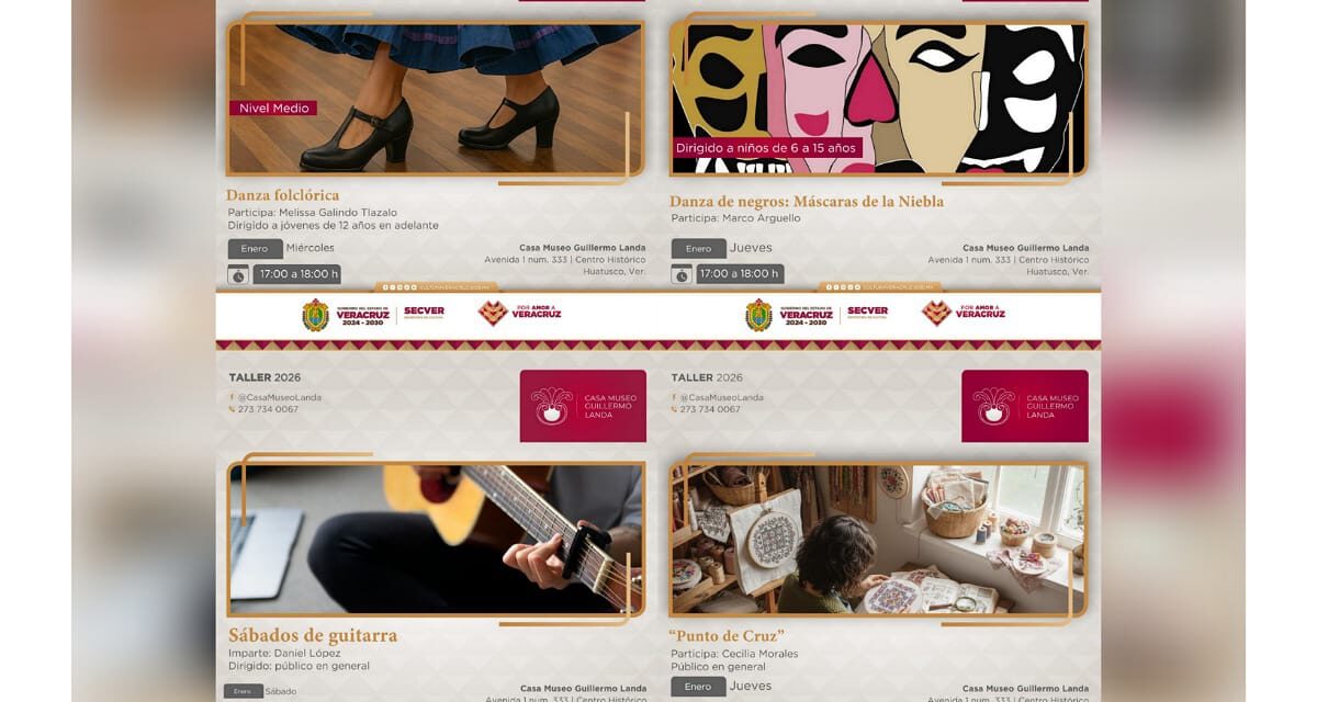 Invita SECVER a talleres en la Casa Museo Guillermo Landa, en Huatusco