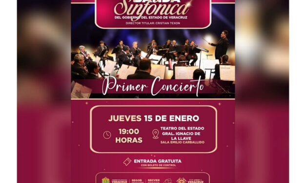 Invita SECVER a concierto inaugural de la Banda Sinfónica del Gobierno del Estado