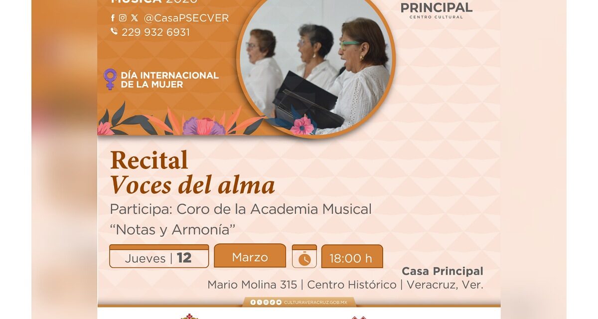 Invita la SECVER a Recital del Coro de Mujeres, Voces del Alma