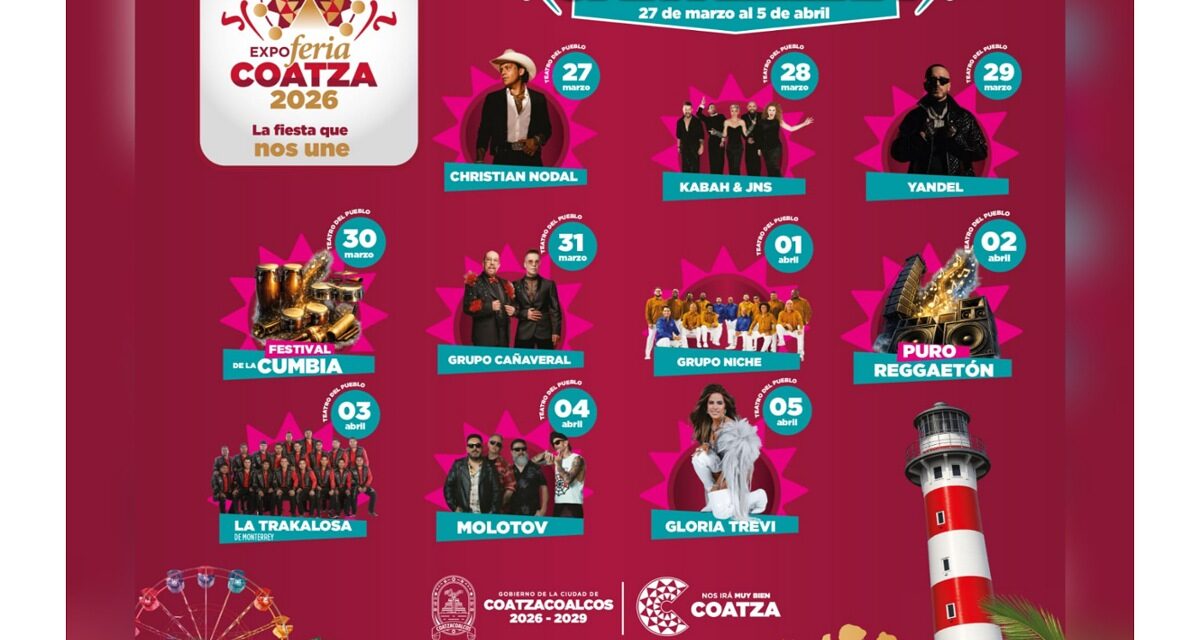 Música y diversión con Nodal, Yandel, Gloria Trevi y Molotov en la Expo Feria Coatza 2026