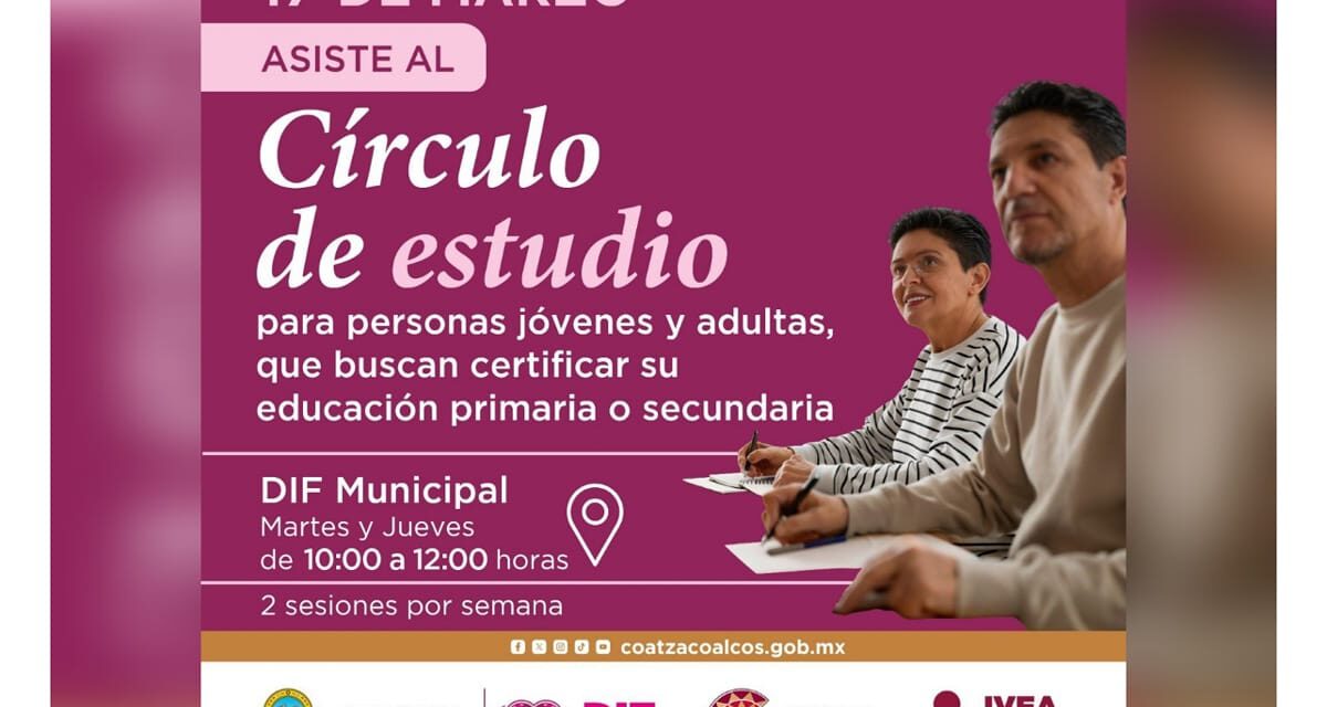 DIF Coatzacoalcos e IVEA lanzan talleres gratuitos de educación para jóvenes y adultos