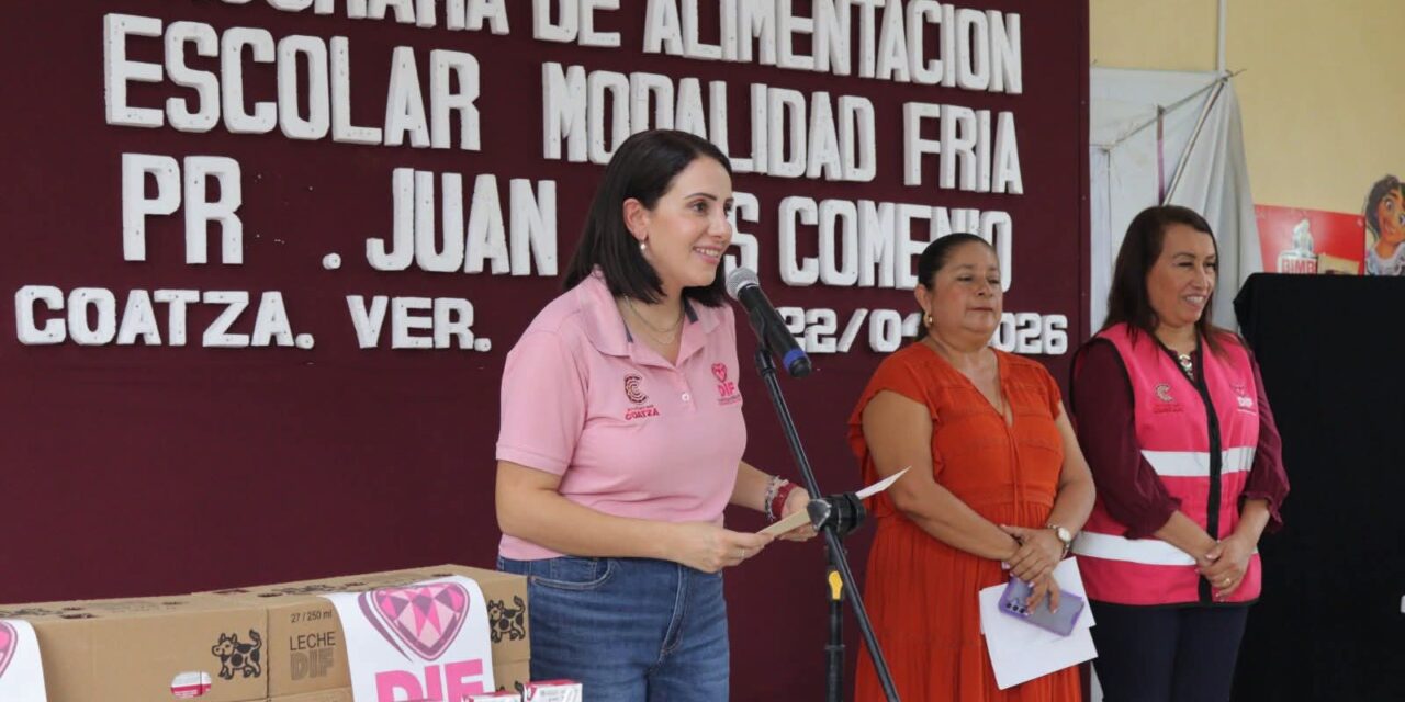 Sonia Marie encabeza entrega de apoyo alimentario en escuelas públicas de Coatzacoalcos
