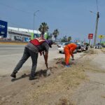 Ejecutan labores de limpieza integral y mantenimiento vial en la Avenida Universidad de Coatzacoalcos