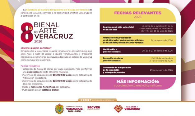 Emite SECVER convocatoria para participar en la Bienal de Arte Veracruz 2026