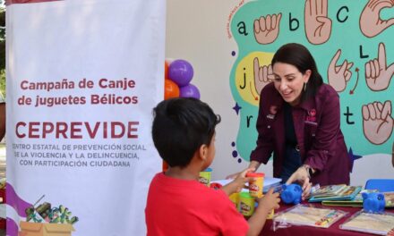 Primaria Vicente Guerrero se suma al programa de canje de juguetes bélicos del CEPREVIDE