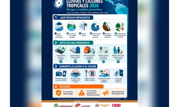 Ayuntamiento de Coatzacoalcos emite recomendaciones ante el inicio del periodo de ciclones