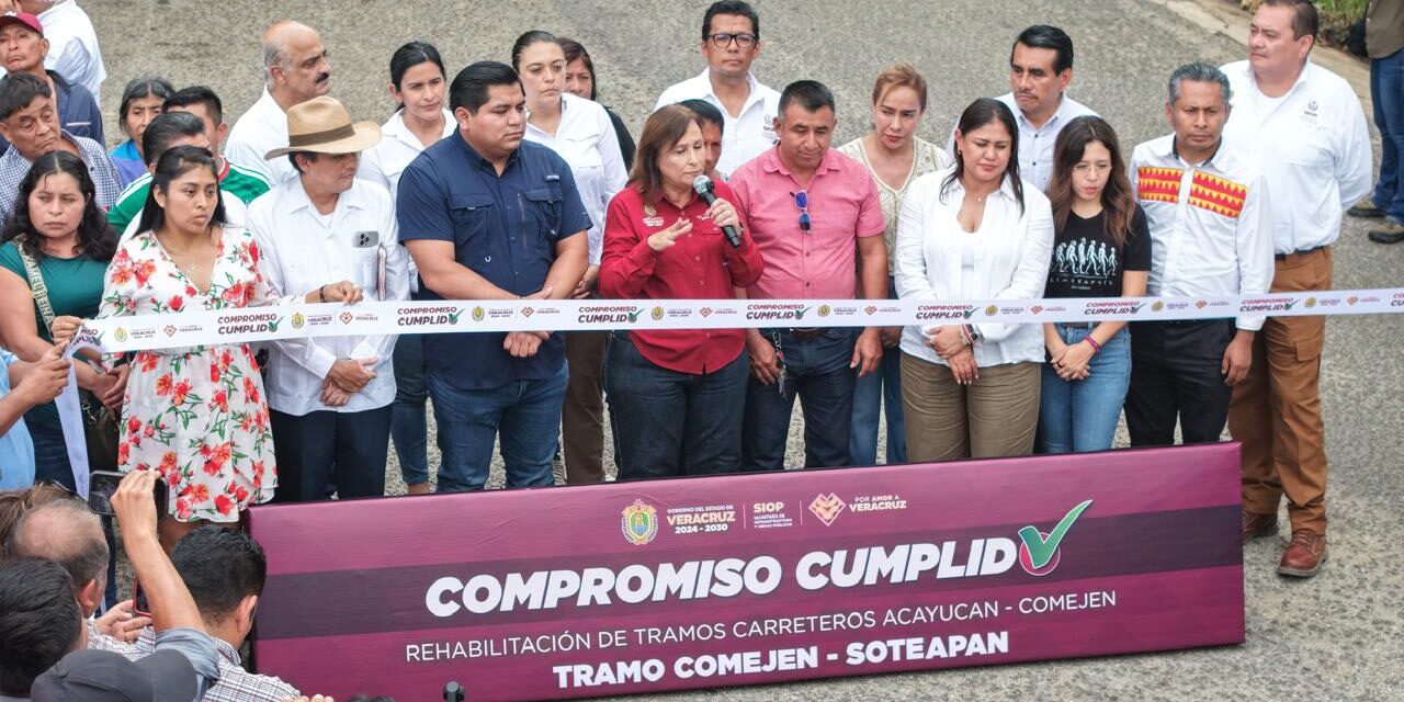 Rocío Nahle le cumple a la Sierra de Soteapan con 24 kilómetros de carretera