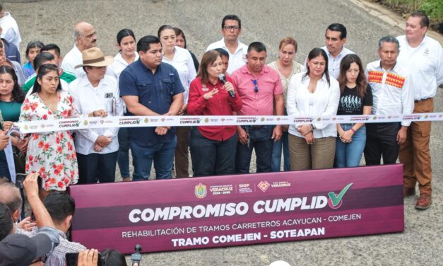 Rocío Nahle le cumple a la Sierra de Soteapan con 24 kilómetros de carretera