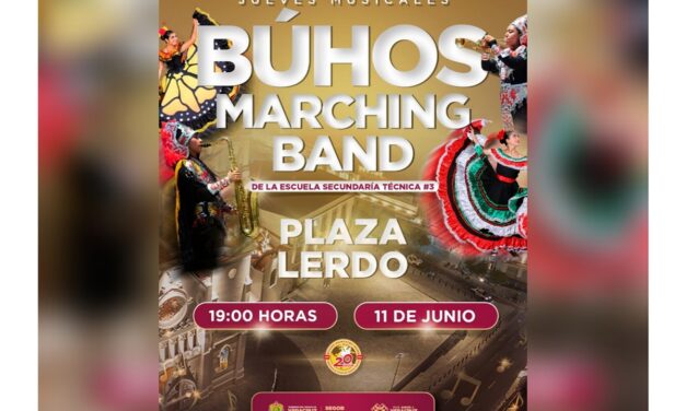 Búhos Marching Band se presentará el próximo jueves en la Plaza Lerdo