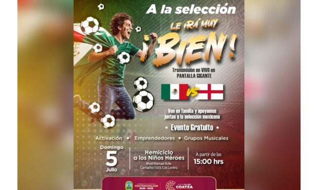 Coatzacoalcos instalará pantalla gigante en el Hemiciclo para el México vs. Inglaterra