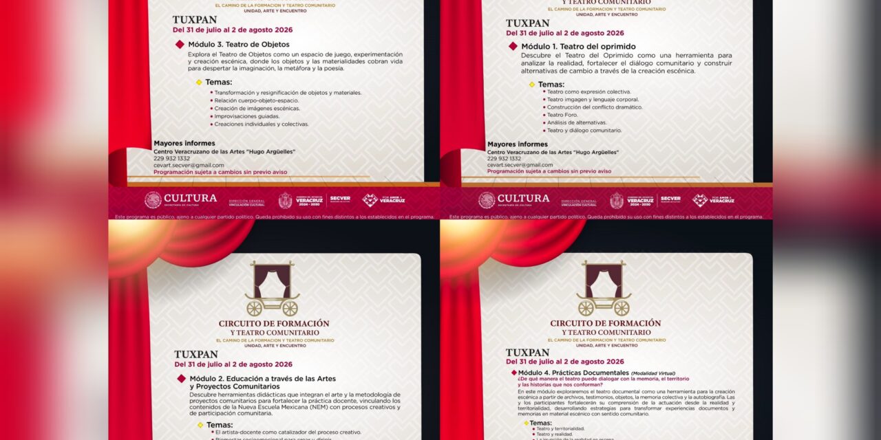 Llega el Circuito de Formación en Teatro Comunitario y Proyectos Comunitarios a Tuxpan