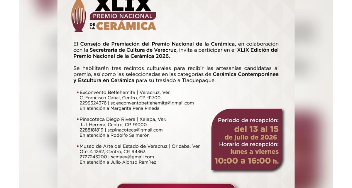SECVER habilita tres sedes para recibir obras participantes del Premio Nacional de Cerámica