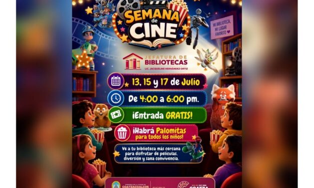 Brindarán bibliotecas de Coatzacoalcos Semana de Cine gratuita a niñas y niños durante julio
