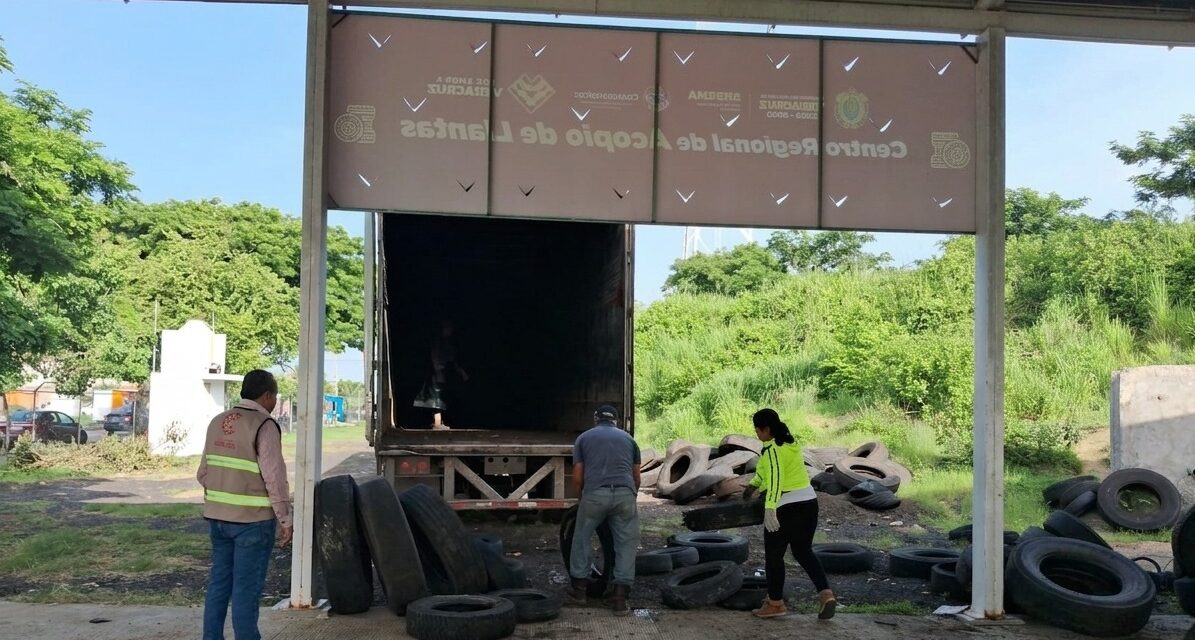 Más de 3 mil llantas en desuso dejan de contaminar en Coatzacoalcos tras ser trasladadas para su aprovechamiento