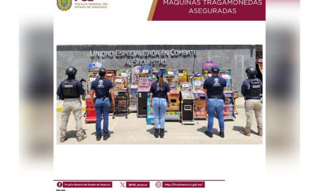 Seis establecimientos de Xalapa son intervenidos; UECS asegura 18 máquinas tragamonedas