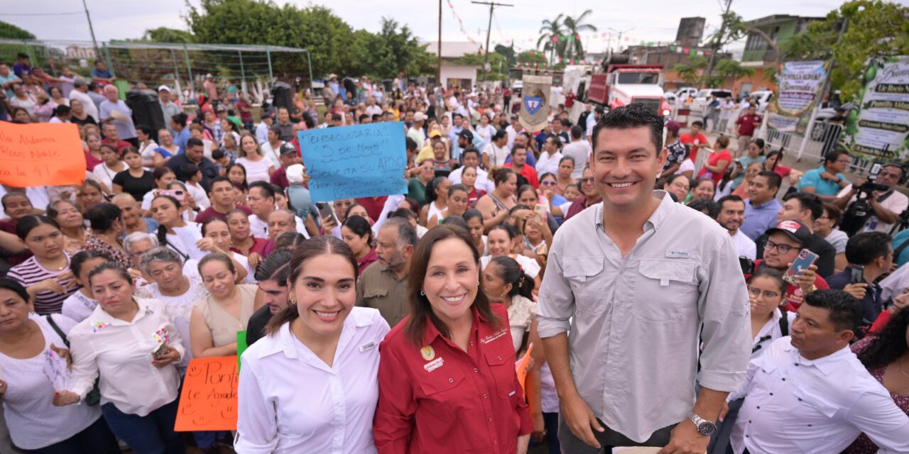 Rocío Nahle pone en marcha rehabilitación de 9.4 km de caminos en San Rafael