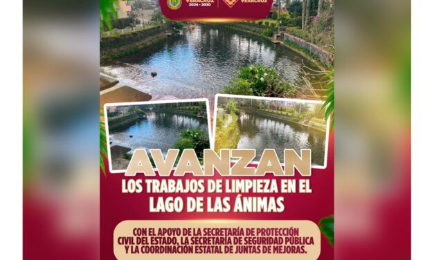 Gobierno de Veracruz realiza labores de limpieza en lago de Las Ánimas