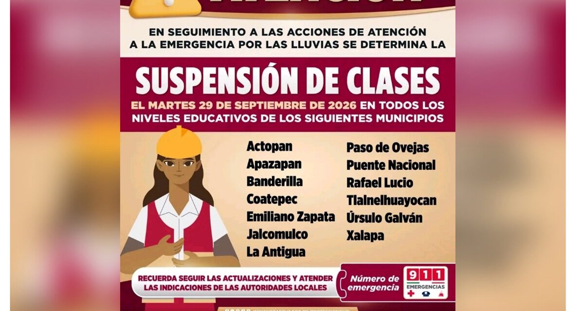 Gobierno del Estado suspende clases en 13 municipios ante las lluvias