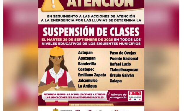 Gobierno del Estado suspende clases en 13 municipios ante las lluvias