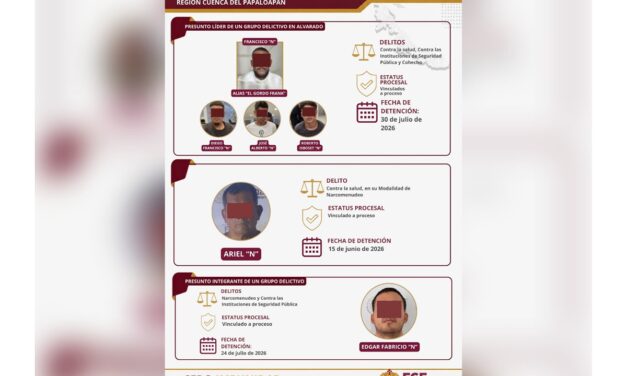 Cero Impunidad en Veracruz: Investigaciones en la Cuenca del Papaloapan dan como resultado vinculaciones a proceso por delitos contra la salud y contra las instituciones de seguridad pública