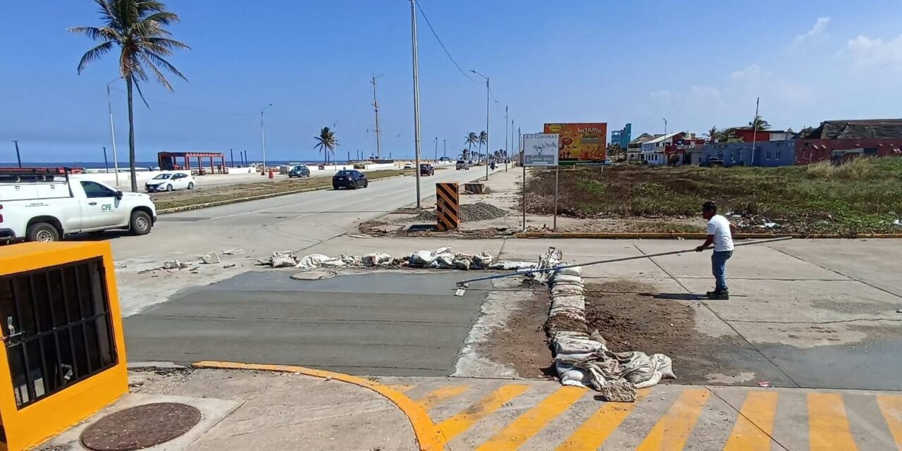 Avanza la rehabilitación con concreto hidráulico en el Malecón Costero de Coatzacoalcos
