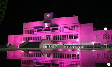 Ilumina Gobierno de Coatzacoalcos de rosa espacios públicos por el Mes de Sensibilización sobre el Cáncer de Mama
